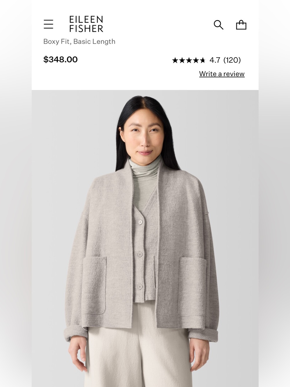 Eileen Fisher Lightweight Jacket Size M